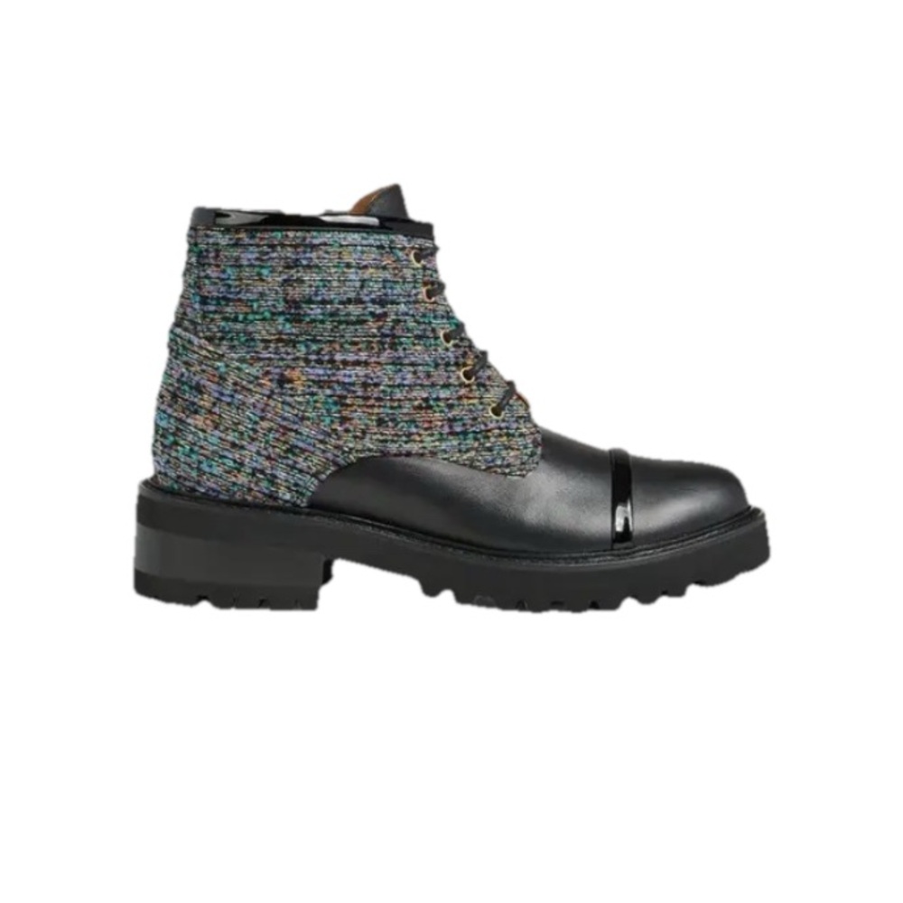 Malone Souliers Tweed And Leather Combat Boots